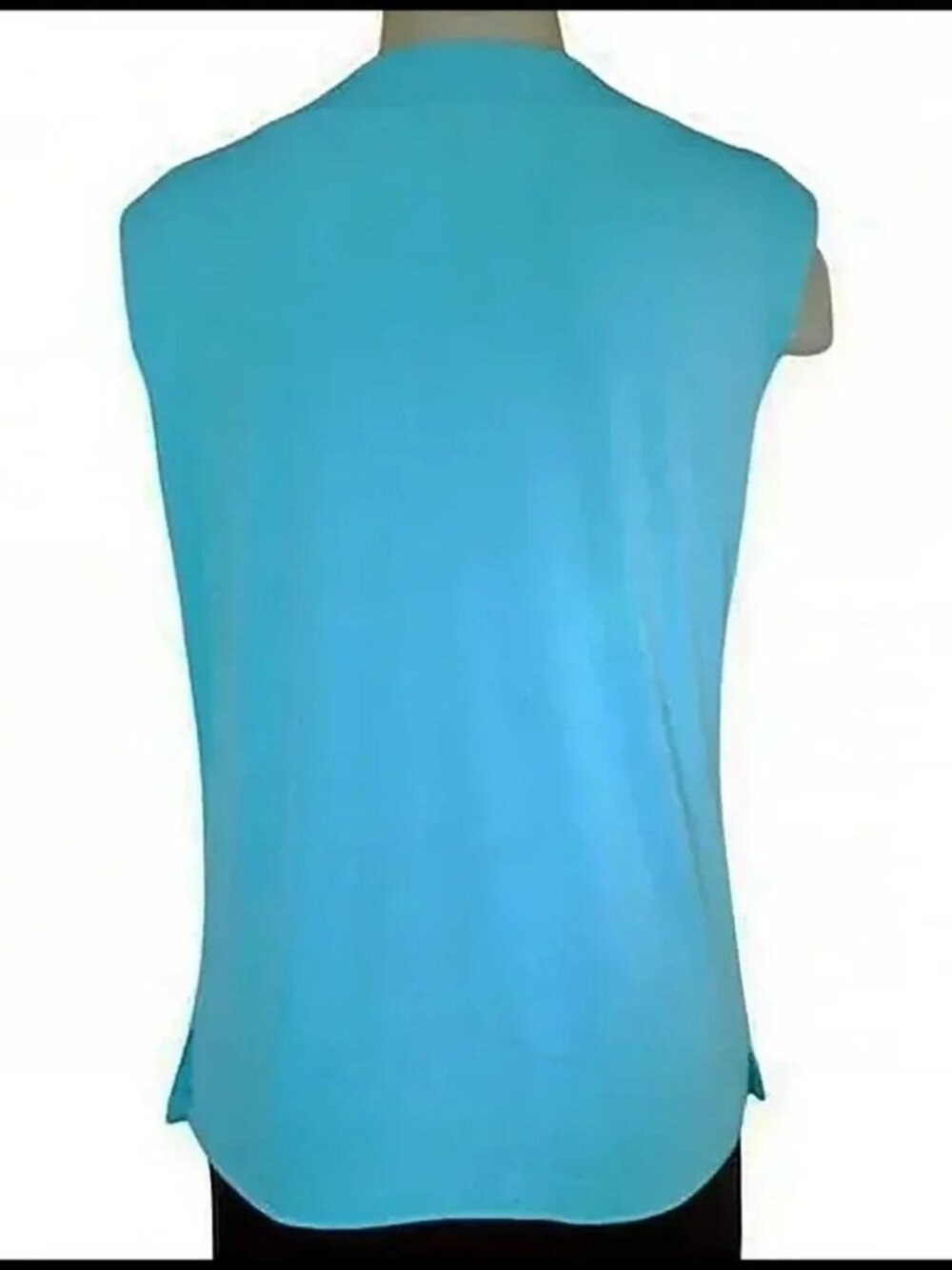 Sleeveless Draped Cowl Tank Top, Slinky Draped Aqua Knit - 90s - Picture 5 of 7